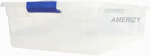 Miniatura 6 de Contenedor de almacenamiento de plástico para debajo de la cama de 32 cuartos de galón con tapa de pestillo, contenedor apilable transparente