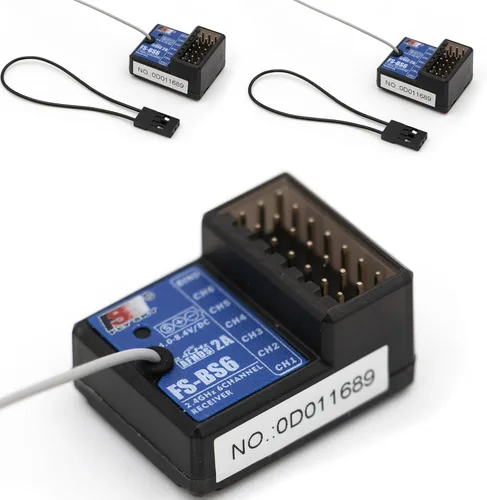 Miniatura 11 de Flysky FS-BS6 Receptor de 6 canales con sistema de estabilización giroscópico para control remoto FS-GT5 Transmisor de radio RC Car (1 unidad FS-BS6)