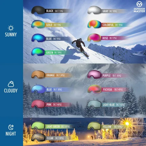 Miniatura 6 de OutdoorMaster OTG Gafas de esquí – Gafas sobre lentes para esquí y snowboard para hombres, mujeres y jóvenes – 100% de protección UV VLT 18%