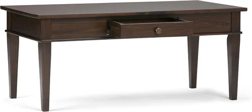 Miniatura 4 de SIMPLIHOME Carlton Mesa de café – Mesa de cóctel de transición de madera maciza de 44 pulgadas de ancho en marrón tabaco oscuro, mesa clásica