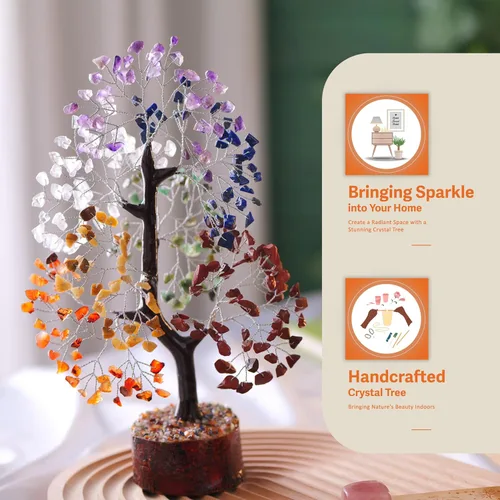 Miniatura 7 de Árbol de 7 Chakras, Cristales y Piedras Curativas, Árbol de la Vida de Chakra Árbol de Cristal para Energía Positiva, Regalos de Cumpleaños