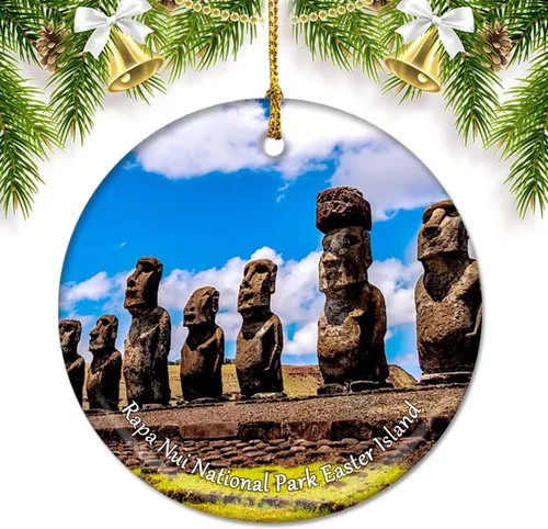 Miniatura 5 de Chile Osorno Volcán Puerto Montt Adornos de Navidad para árbol Colgante de cerámica Adorno de doble cara Decoración Regalos de Navidad Recuerdos