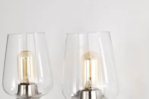 Miniatura 3 de Edvivi Lámpara de tocador de baño de 4 luces, níquel cepillado moderno con pantalla de vidrio transparente, lámpara de pared para espejos, cepillado