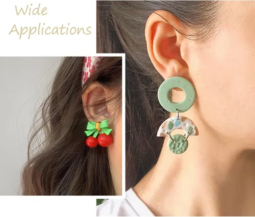 Miniatura 4 de Craftdady 400 aretes de acero inoxidable de 0.15 a 0.55 pulgadas, 8 tamaños, almohadillas planas, redondas, en blanco, para hacer joyas Almohadilla