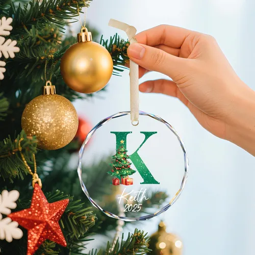 Miniatura 6 de Adornos con nombre de letra para árbol de Navidad, adornos de Navidad personalizados 2025, adornos de nombre inicial personalizados, decoraciones