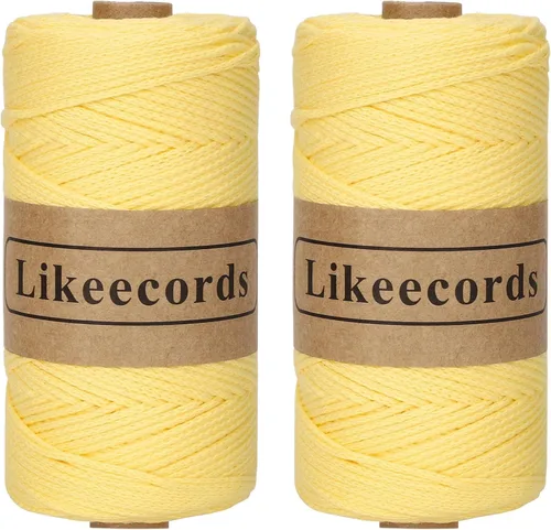 Miniatura 56 de Likeecords Cuerda de algodón 100% hilo de ganchillo de 0.079 pulgadas, cuerda trenzada de macramé, cuerda de macramé, hilo de ganchillo para regalo