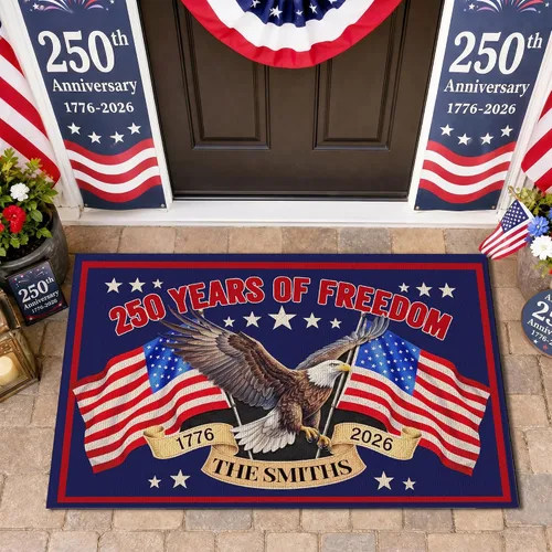 Miniatura 13 de Magimagine Felpudo estadounidense personalizado para el 250 aniversario, regalo personalizado del 4 de julio, feliz cumpleaños 250 de Estados