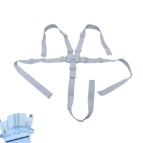 Miniatura 7 de Correa universal de arnés de 5 puntos, cinturón de arnés ajustable, cinturón de seguridad para silla alta, silla de paseo, cochecito, cinturón