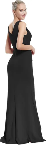 Miniatura 6 de Lsisi Vestido largo formal de noche para mujer, con cuello en V, sin mangas, con abertura alta