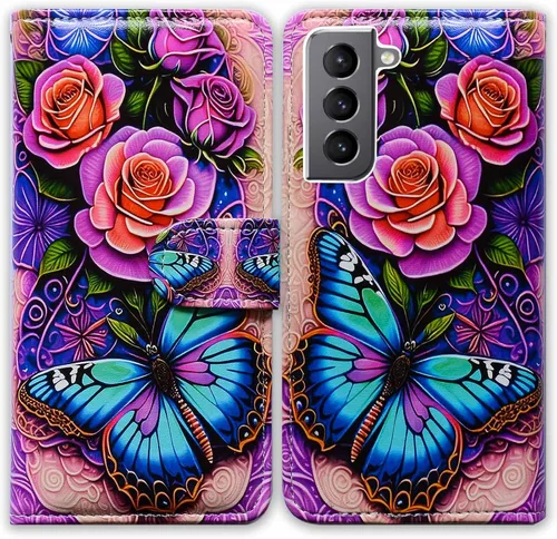 Miniatura 26 de Bcov Funda para Galaxy S22, diseño de pájaro negro y verde con tapa para teléfono con ranura para tarjeta y soporte para Samsung Galaxy S22 5G