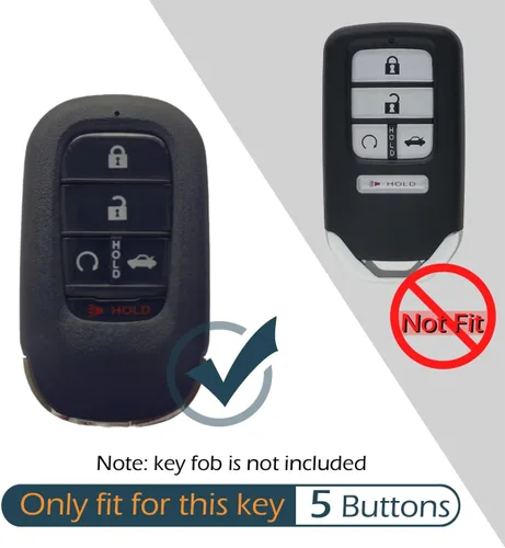 Miniatura 2 de Funda de silicona para llavero de 5 botones, protector sin llave compatible con Honda Accord Civic HR-V CR-V Pilot Sport SI EX EX-L Touring 2022