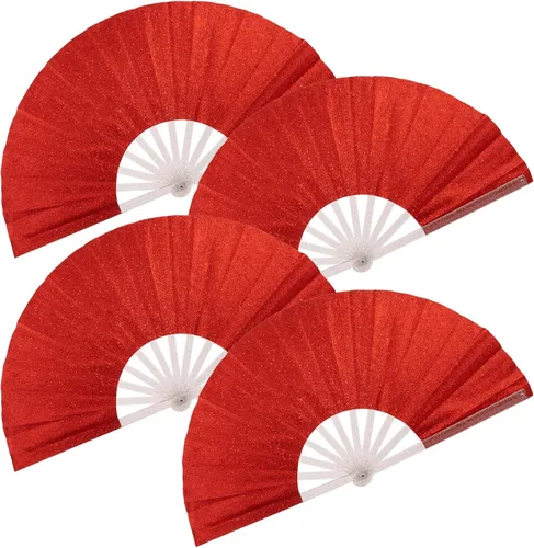 Miniatura 14 de 2 ventiladores plegables grandes de mano para hombres y mujeres, abanicos decorativos plegables, accesorios rave, utilizados para bailes, fiestas