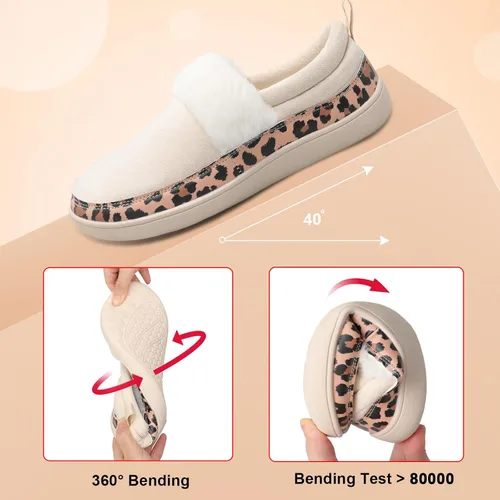 Miniatura 4 de Scurtain Pantuflas tipo mocasín para mujer, cómodas y cómodas botas de invierno con suela de goma cómoda