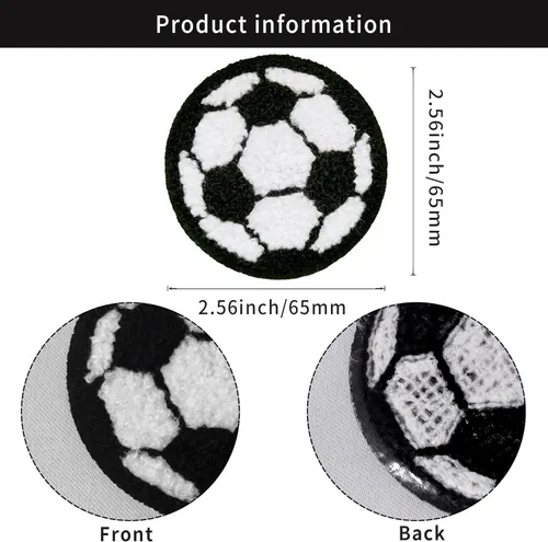 Miniatura 3 de Parches de felpilla para fútbol, 6 piezas, parches para planchar, para deporte, fútbol, para manualidades, chaquetas, ropa, vestido, sombrero