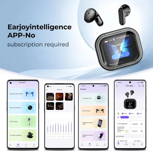 Miniatura 9 de Auriculares de traducción AI NE20 en tiempo real, traductor de idiomas con pantalla táctil LCD 6 modos de traducción Audifonos Traductores Inglés