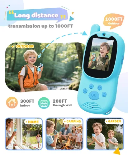Miniatura 5 de Walkie talkies de video para niños, paquete de 2 walkie talkies recargables para niños que pueden enviar mensajes, regalos de cumpleaños de Navidad