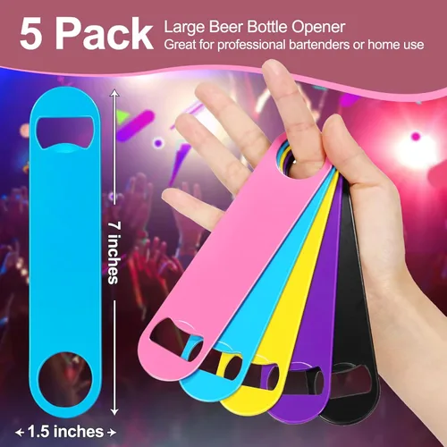 Miniatura 2 de WEGAZ - Paquete de 5 abrebotellas de cerveza de 7 pulgadas de colores grandes, acero inoxidable Color-5