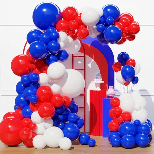 Miniatura 11 de Kit de arco de globos azules y plateados, 129 globos azul marino metálico de diferentes tamaños para decoraciones de fiestas de cumpleaños