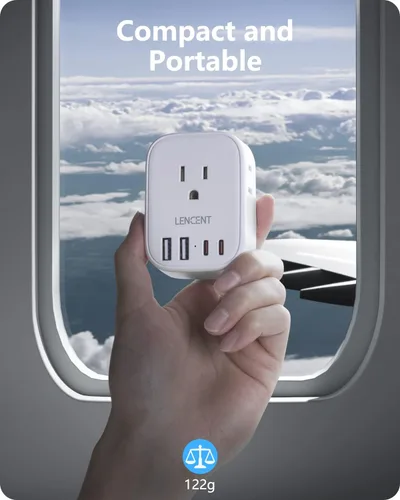 Miniatura 5 de LENCENT Paquete de 2 adaptadores de enchufe de viaje de Estados Unidos a Reino Unido Irlanda, adaptador tipo G para viajes con 4 tomas, 4 puertos