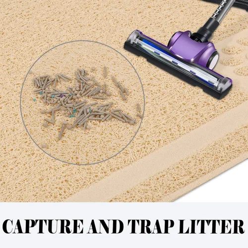 Miniatura 5 de UPSKY Trampero grande de arena para gatos de 35 x 23 pulgadas, atrapa las camadas de la caja y las patas, control de dispersión para plegar, tapete