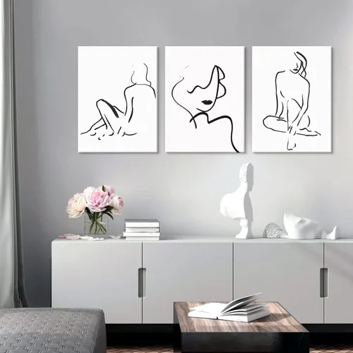 Miniatura 17 de Arte Gracioso de Baño en Lona para Pared en Blanco y Negro Juego de Inodoro y Tina Cartel Impreso en 3 Piezas Pintura de Citas de Baño Estilo Retro