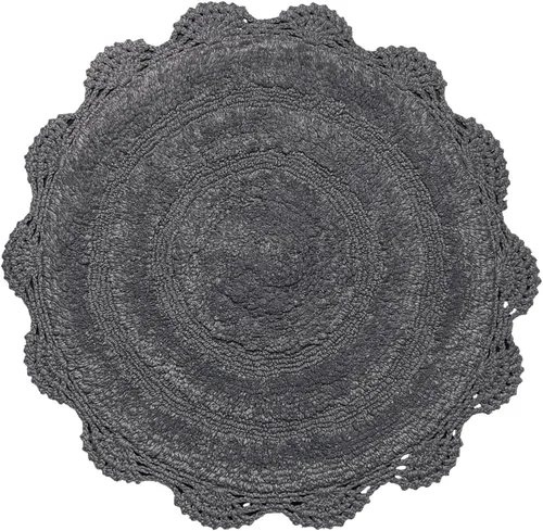 Miniatura 44 de Chardin home Alfombra de baño de ganchillo beige, alfombra de baño ovalada 100% algodón con borde de ganchillo artesanal hecho a mano, alfombra