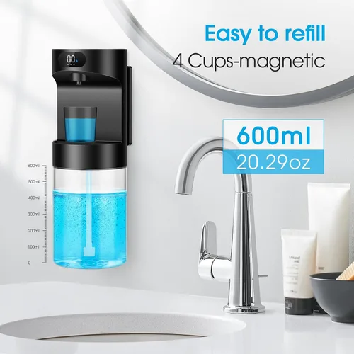 Miniatura 5 de Dispensador automático de enjuague bucal para baño, dispensador de enjuague bucal eléctrico sin contacto de 20.29 onzas, juego de accesorios de baño