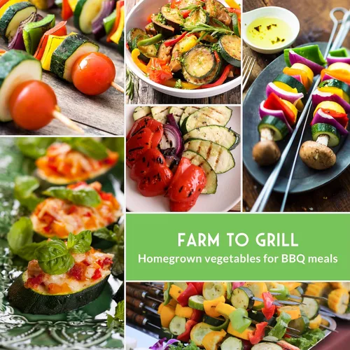 Miniatura 6 de Survival Garden Seeds Kabob Skewer Vegetables Collection - Tomate cereza rojo grande, calabacín negro de belleza, calabaza de verano de cuello recto