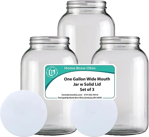 Miniatura 2 de Home Brew Ohio Tarro de cristal de boca ancha de un galón con tapa sólida, juego de 3