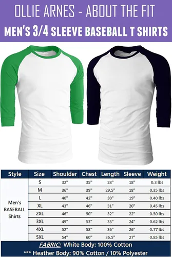 Miniatura 4 de Ollie Arnes playera de cuello redondo algodón 34 para hombre,mangas raglán de baseball