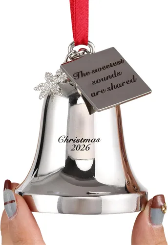 Miniatura 11 de FKOG 2025 Adorno de Campana de Navidad It's A Wonderful Life, Campana Plateada para Árbol de Navidad y Adorno de Campana de Trineo, Regalos
