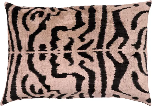 Miniatura 3 de CANVELLO Almohada de terciopelo de lujo hecha a mano con inserto de plumón, 16 x 24 pulgadas, estampado de tigre beige y negro, cojín decorativo
