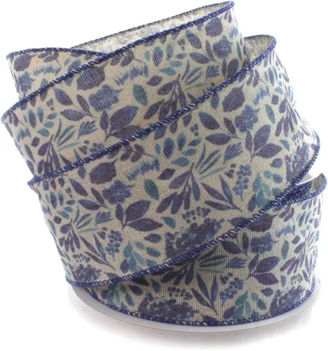 Miniatura 11 de Ribbon Traditions Cinta con alambre de ramitas verdes beige 2 1/2" x 10 yardas