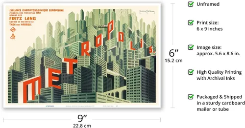 Miniatura 2 de Metropolis - Directed by Fritz Lang - Vintage French Film Movie Poster by Boris Bilinsky c.1927 - Master Art Print (Unframed) 6in x 9in
