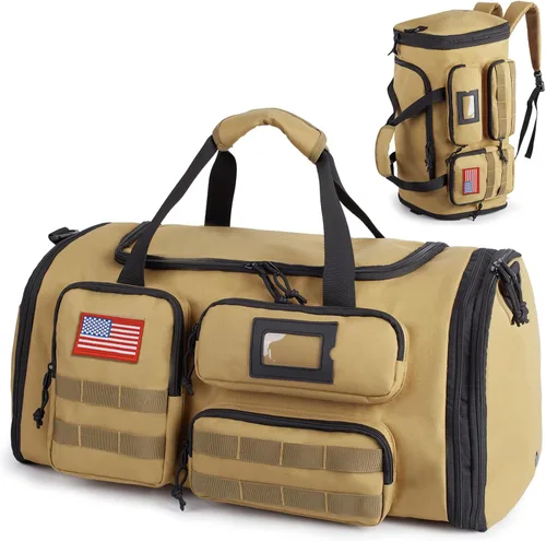 Bolsa de gimnasio expandible para hombres, táctica grande 3 en 1, bolsa deportiva con compartimento para zapatos, resistente al agua, bolsa de mano