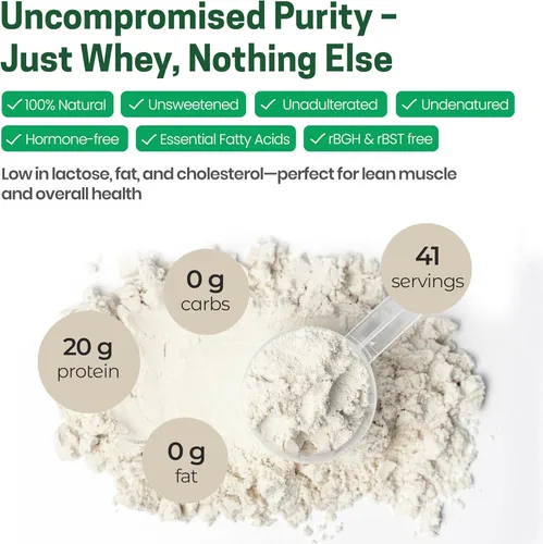 Miniatura 5 de Z Natural Foods Polvo aislado de proteína de suero Ultra Whey, polvo de proteína de suero puro, sin sabor, sin azúcar, aislado de suero sin sabor
