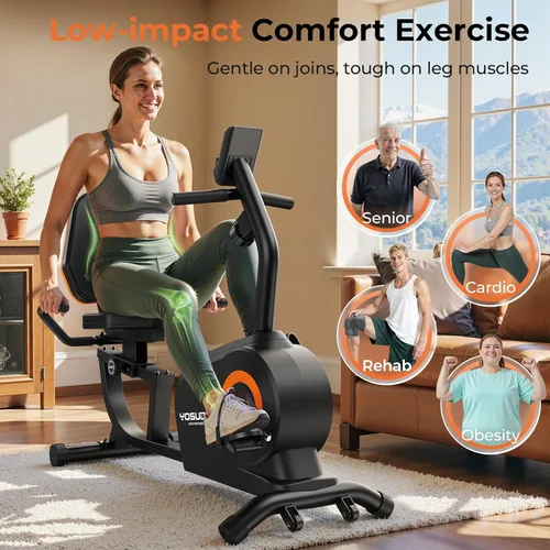 Miniatura 5 de YOSUDA Recumbent Exercise Bike for Home，Magnetic Staionary Bike for Seniors/Adults with Adjustable Seat, 350LB Capacity, 16-level Resistance, LCD