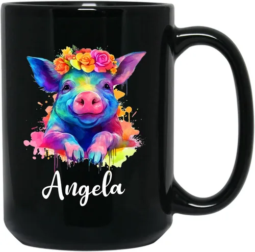 Miniatura 10 de Taza de café personalizada con nombre, taza de café personalizada con animales marinos coloridos del océano, 11 onzas, 15 onzas, taza de cerámica