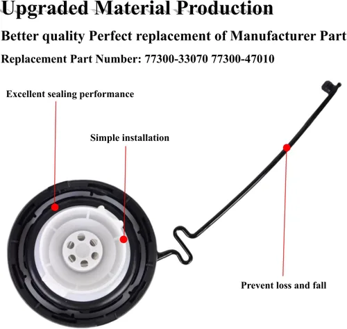 Miniatura 3 de Tapa del depósito de combustible 77300-33070 apto para Toyota 4RUNNER/AVALON/CAMRY/HIGHLANDE/TACOMA/TUNDRA/SEQUOIA 2004-2006 ES330 2005-2010 TC