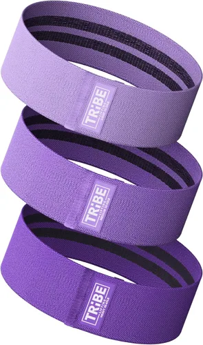 Tribe Lifting Bandas de resistencia para entrenar – Paquete de 3 bandas de entrenamiento de tela para mujeres y hombres – Bandas de glúteos para