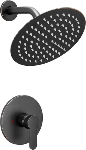 Miniatura 14 de Cabezal de regadera de color negro mate con una sola función, kit de ajuste de regadera con válvula de paso, sistema completo de llave de regadera