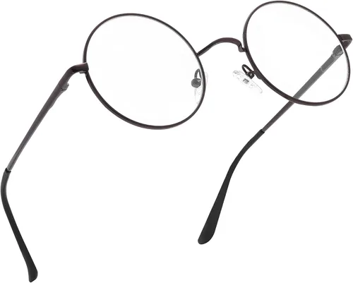 Miniatura 12 de Lentes de bloqueo de luz azul para mujeres y hombres, marco de metal redondo, lentes transparentes para computadora de 1.969 in