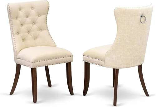Miniatura 14 de East West Furniture DAP3F26 Dallas Parson - Juego de 2 sillas de comedor tapizadas de tela de poliéster color burdeos con botones copetudos
