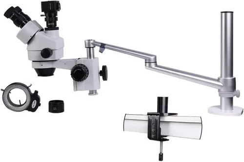 Miniatura 2 de Kit de microscopio, abrazadera de mesa 3.5X-45X Simul Focal Trinocular Microscopio Cámara Luz Microscopio Conjunto de Microscopio Adaptadores de 2