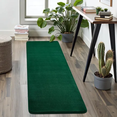 Miniatura 2 de Softlife Alfombra verde de 2 x 6 pies para dormitorio, sala de estar, lavable, suave, esponjosa, alfombra de pasillo antideslizante, alfombra