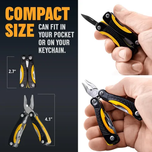 Miniatura 4 de Mini Multiherramienta de Bolsillo 12 en 1 con Cuchillo y Alicates - Mejor Accesorio de Utilidad Todo en Uno Multiusos para Hombres y Mujeres - Mejor