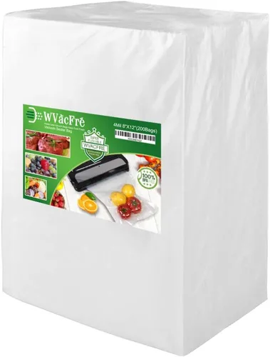 Bolsas selladoras al vacío de alimentos de 200 cuartos de galón de 8 x 12 pulgadas con grado comercial, sin BPA, resistentes, ideales para