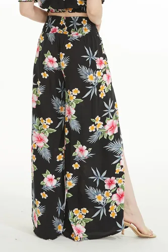 Miniatura 3 de Camisa hawaiana Luau para parejas a juego o pantalones de pierna ancha en hibisco negro