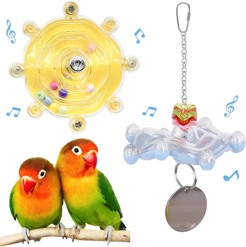 Miniatura 9 de Juguetes para periquitos, juguete de rueda colorida para periquitos, juguete interactivo con sonajero giratorio para loros, juguete para cacatúa