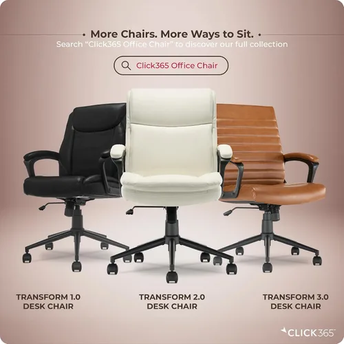 Miniatura 8 de Transform 2.0 Silla de oficina ergonómica, silla de escritorio con respaldo medio con brazos acolchados, soporte lumbar, altura ajustable, Blanco